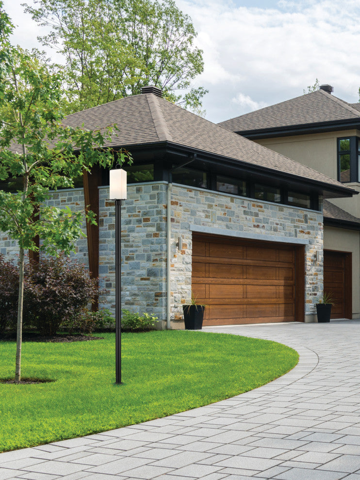 Zlite 593PHMR-567P-BK 2-Light Outdoor Post Mounted Fixture, White Opal