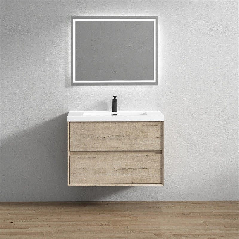 Ashley 36'' Floating Vanity, Acrylic Top, Light White Oak