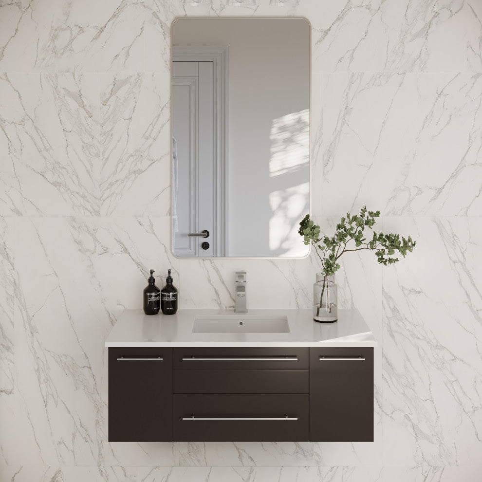 Lucera Wall Mount Undermount Sink Bathroom Cabinet, Espresso, 42"
