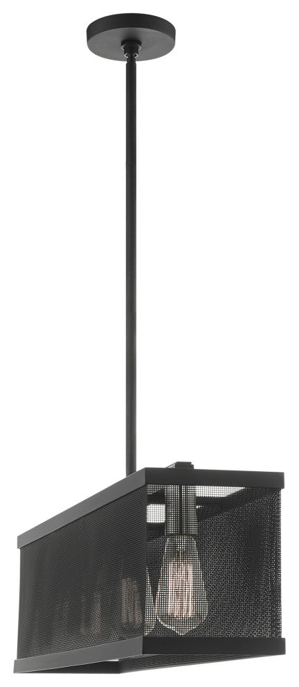 Livex Lighting Industro 3 Light Black, Brushed Nickel Accents Linear Chandelier