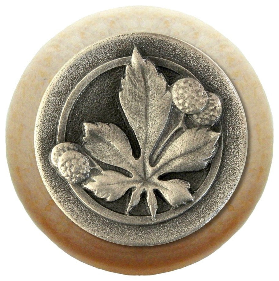 Horse Chestnut Wood Knob, Antique Pewter