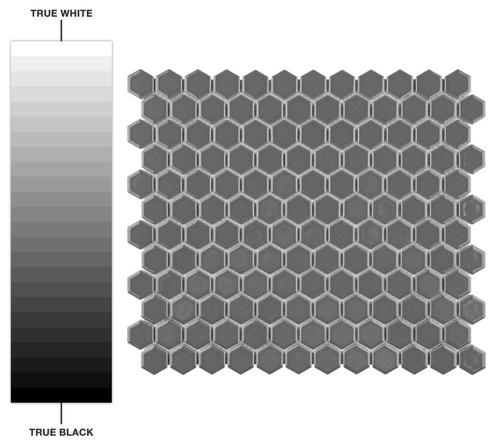 Metro 1" Hex Glossy Grey Porcelain Floor and Wall Tile