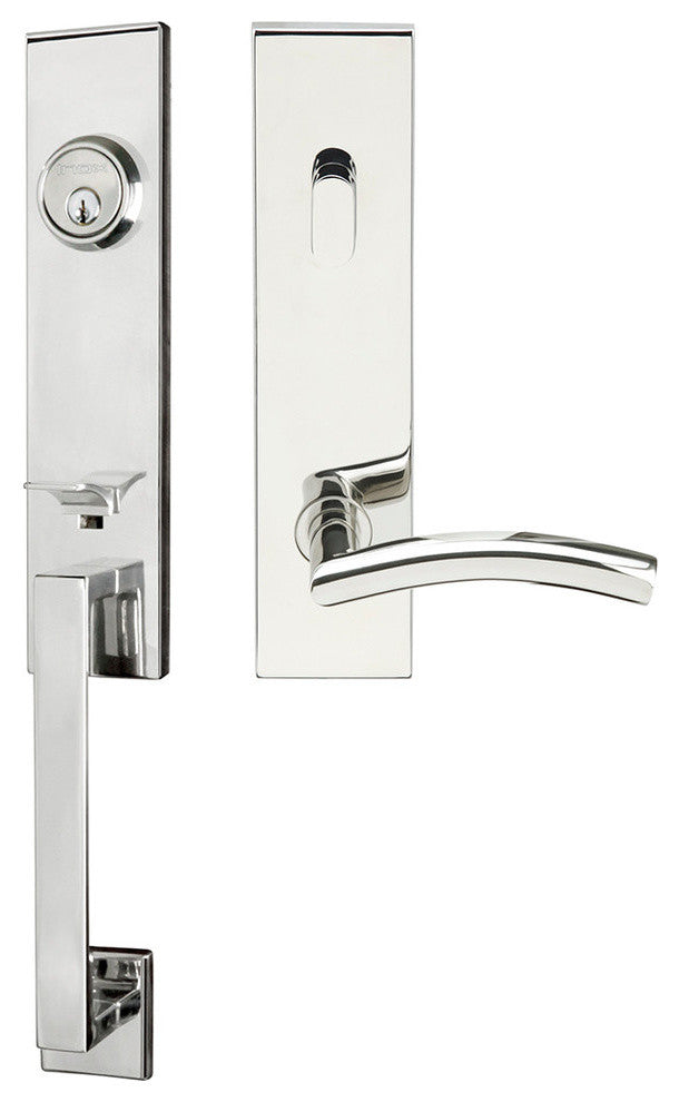 Brussels Lever, Tubular Entry Handleset, Right Hand, Polished Stainless Steel