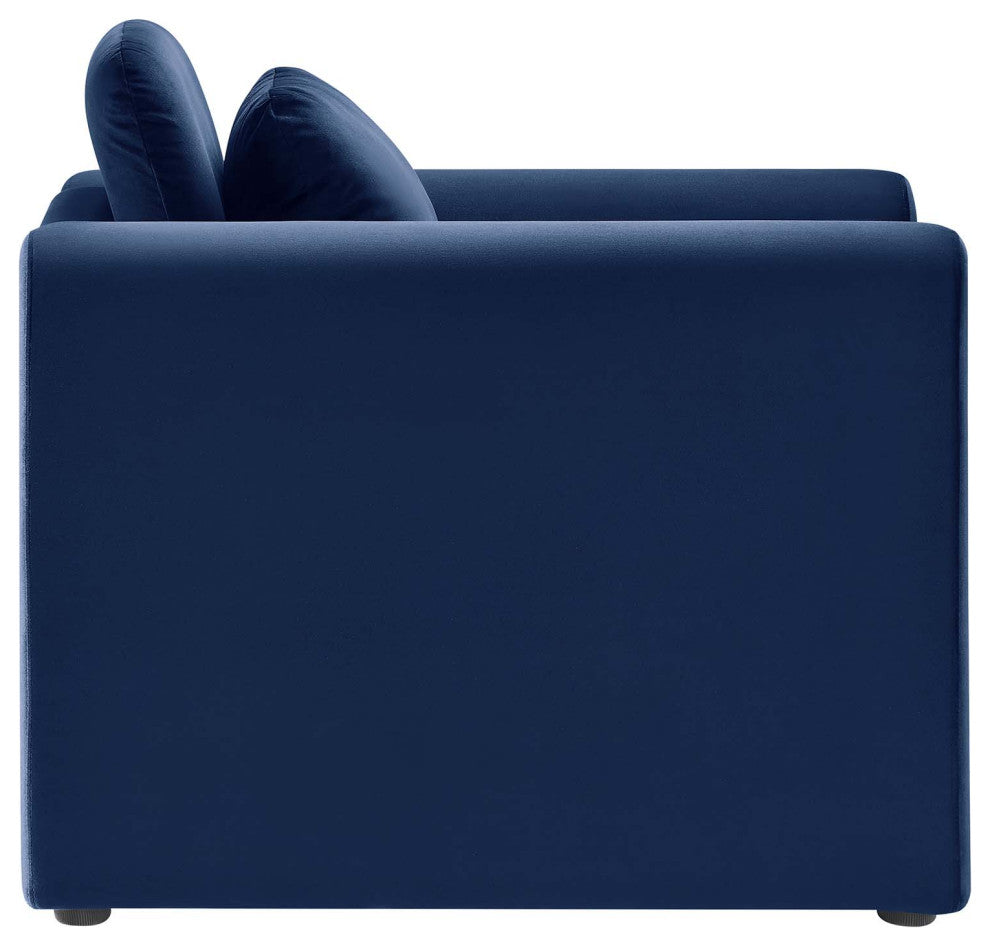 Waverly Performance Velvet Armchair - Midnight Blue