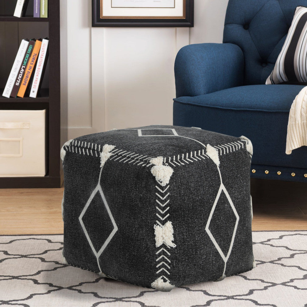 Textured Diamond Dash Pouf Ottoman