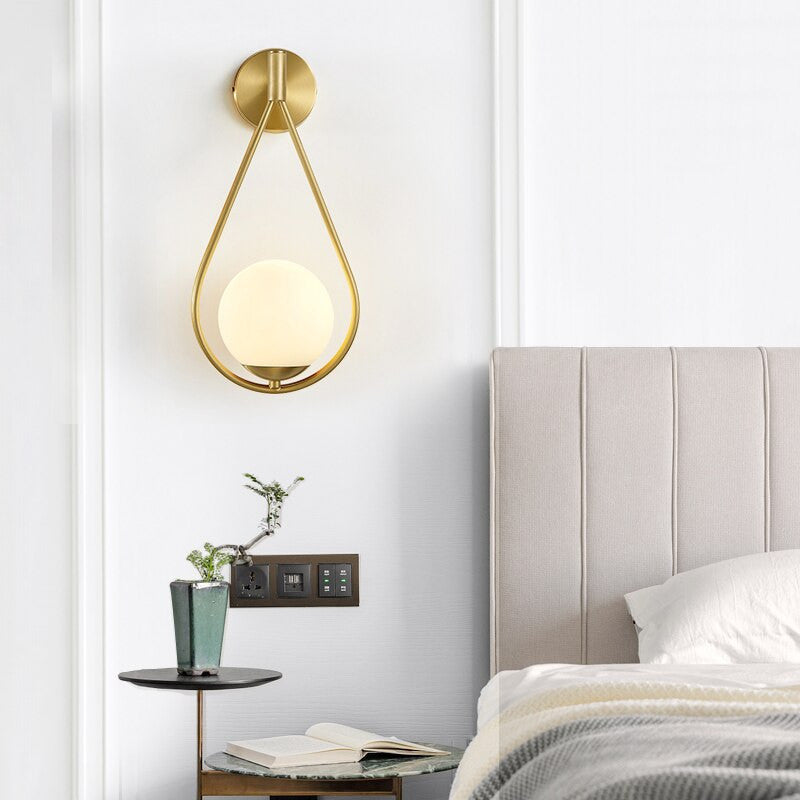 Antique Copper/Black Glass LED Wall Sconce For Living room, Bedside, Antique Cop