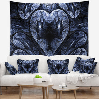 Cold Mystical Fractal Heart Abstract Wall Tapestry, 80"x68"