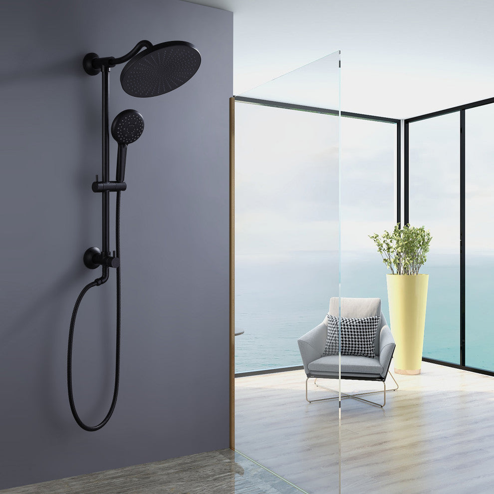 Shower System with 5 Settings Handheld Shower Head ( Not Included Rough Valves), Matte Black