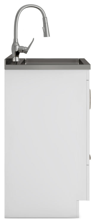 Reed Transitional28"Laundry Cabinet With Pullout Faucet, White, 24"