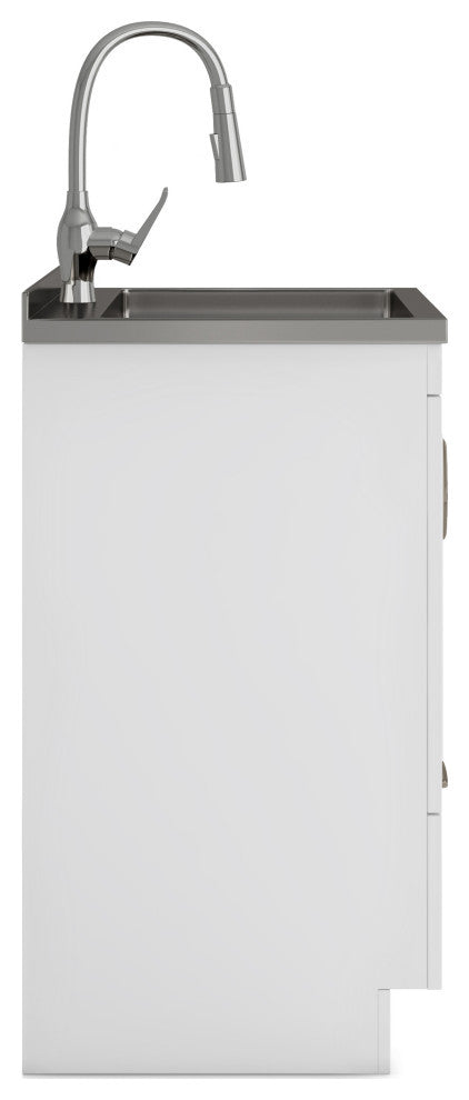Reed Transitional28"Laundry Cabinet With Pullout Faucet, White, 24"