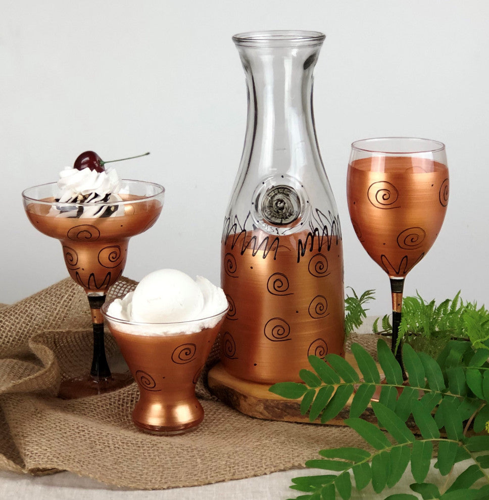 Gold Curl Wine Glasses, Set of 2