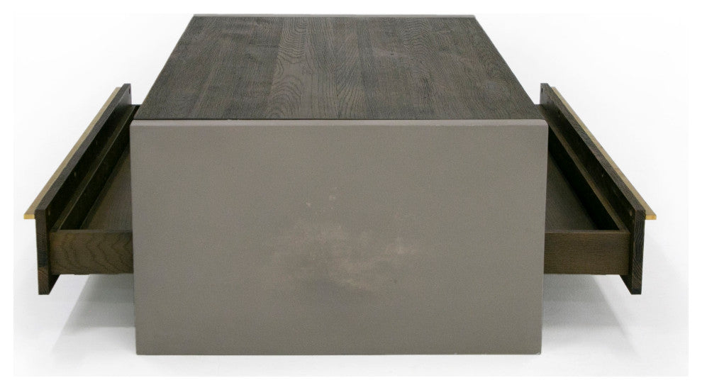 Modrest Melbost Modern Dark Gray Concrete and Walnut Coffee Table