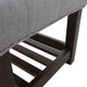 Pelon Contemporary Button Tufted Bench With Shelf, Gray/Dark Walnut
