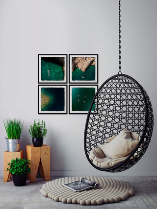 "Quiet Coves II Quadriptych" Framed Painting Prints, 64"x64", 4-Piece Set