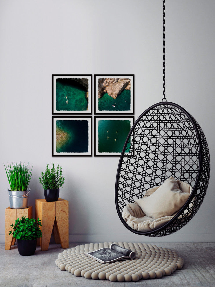 "Quiet Coves II Quadriptych" Framed Painting Prints, 64"x64", 4-Piece Set