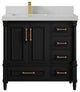 Aberdeen 36 Left Offset Bath Vanity in Black 2" Carrara Quartz