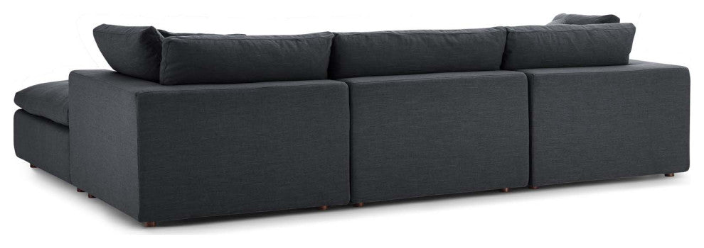 Commix Down Filled Overstuffed 4 Piece Sectional Sofa Set, Gray
