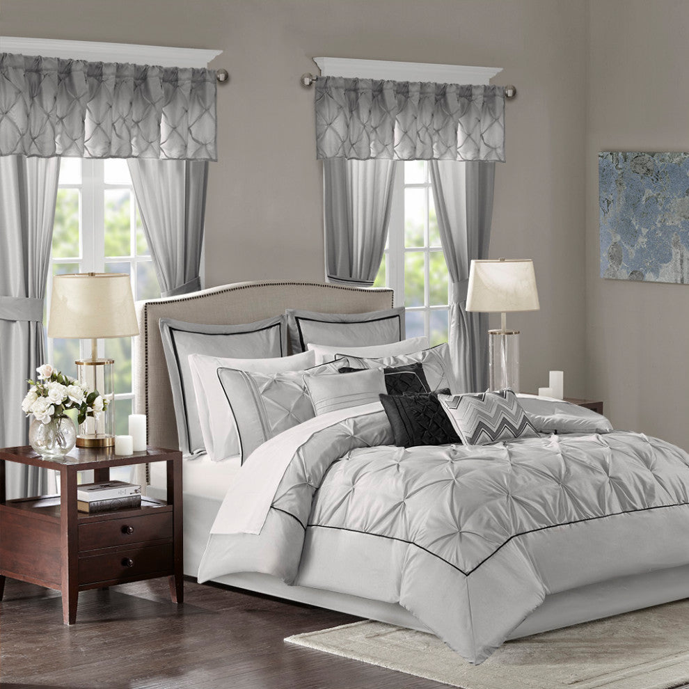 Madison Park Essentials Joella 24 Piece Room, a Bag, Grey