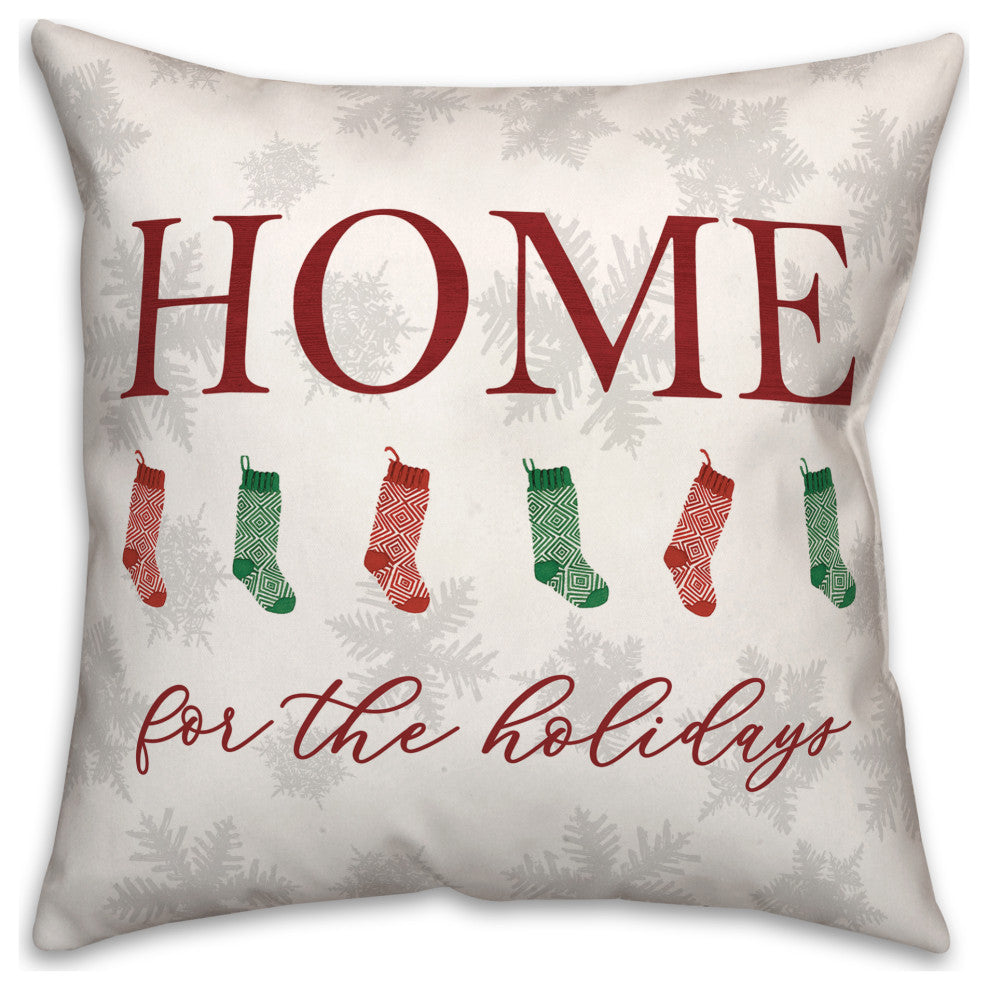 Home For Holidays Stockings 5 18x18 Spun Poly Pillow