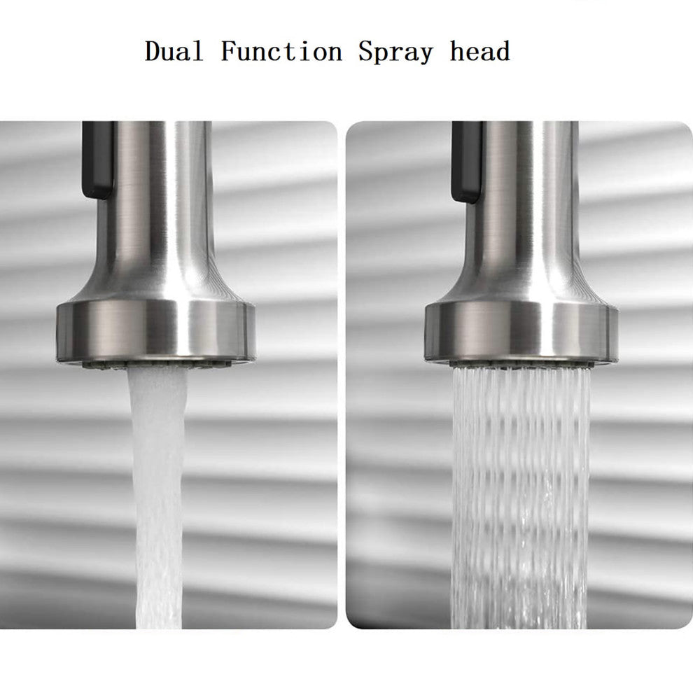 Single Handle Deck Mounted Spring Neck Kitchen Faucet with Pull Down Sprayer , B