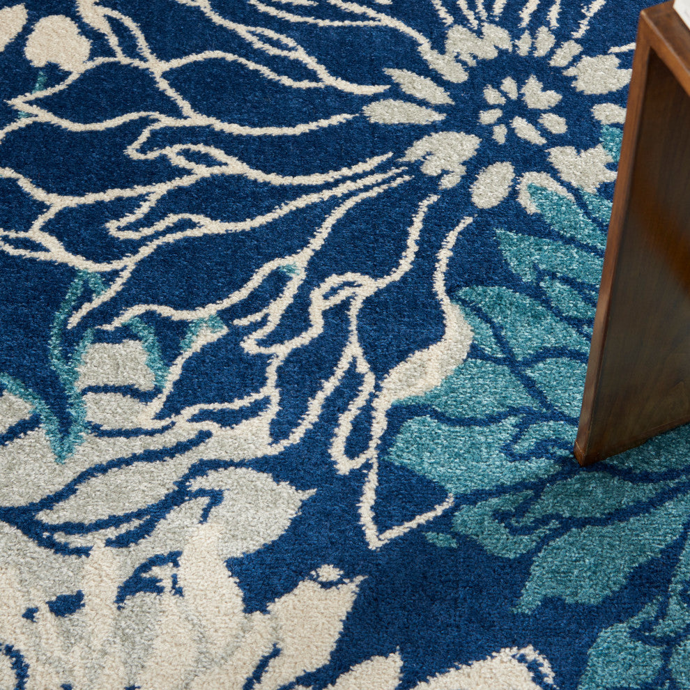 Nourison Passion 4' x Round Navy/Ivory Contemporary Indoor Area Rug