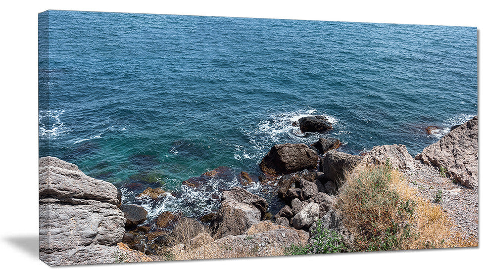 "Blue Waters At Crimean Peninsula Beach" Seascape Wall Art, 32"x16"