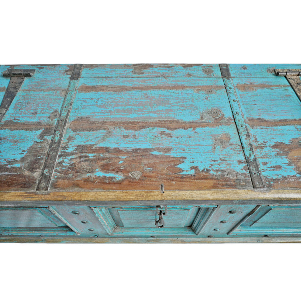 Consigned, Large Jodhpur Blue Wood Trunk