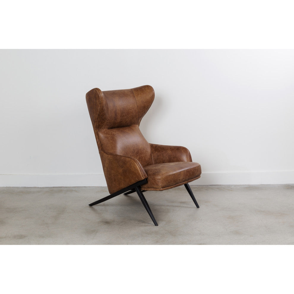 Amos Leather Accent Chair Open Road Brown Leather
