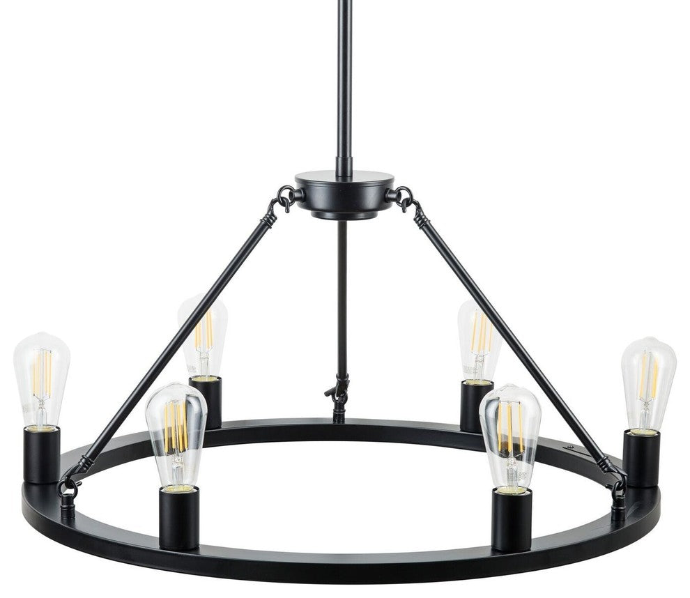 Sonoro Vertical Light Industrial Round Chandelier, Black