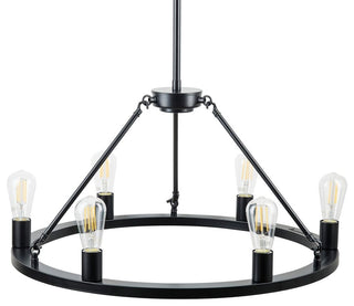 Sonoro Vertical Light Industrial Round Chandelier, Black