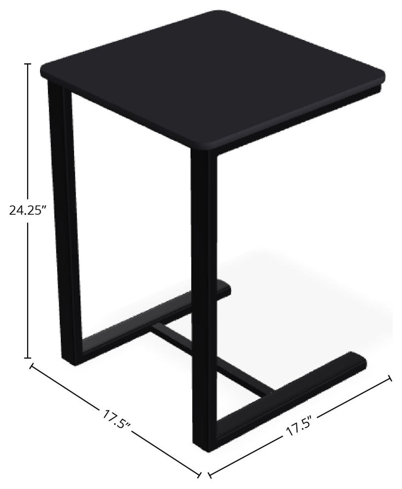 17.5" Square Marine Grade Outdoor End Table, Black