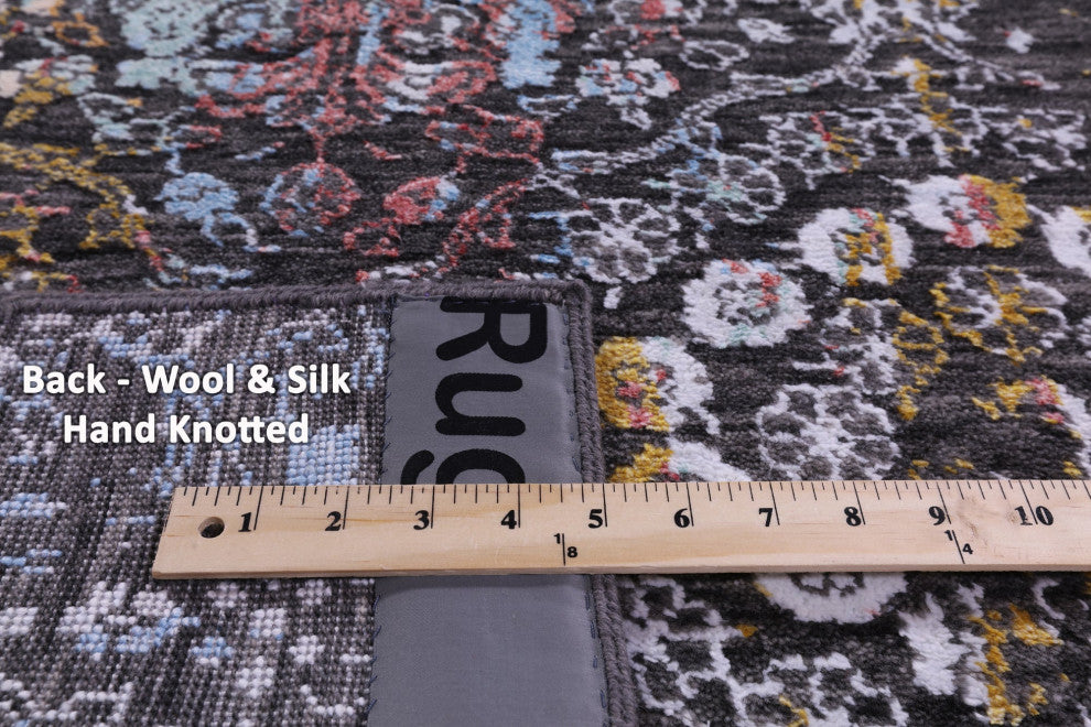 Runner Modern Wool & Silk Handmade Rug 2' 7" X 14' 0" - Q14910