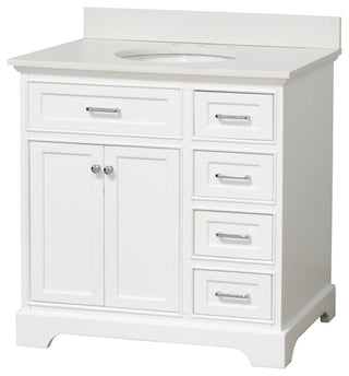 Aria 36" Bathroom Vanity, White, Quartz