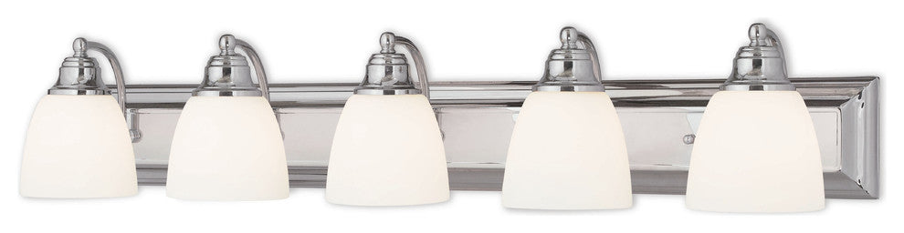 Handblown Satin Opal Bath Light, Chrome