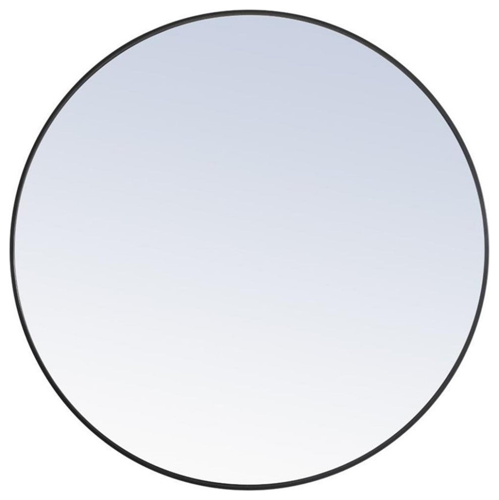 Elegant Decor Eternity 42" Round Metal Frame Mirror in Black