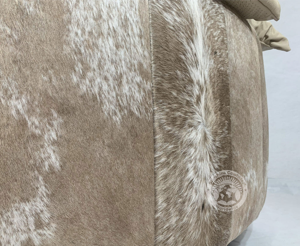 Leather Swivel Love Chair, Taupe