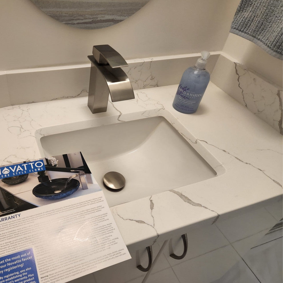 Novatto Remi Single Lever WaterSaver Bathroom Faucet, GF-136SWS, Brushed Nickel