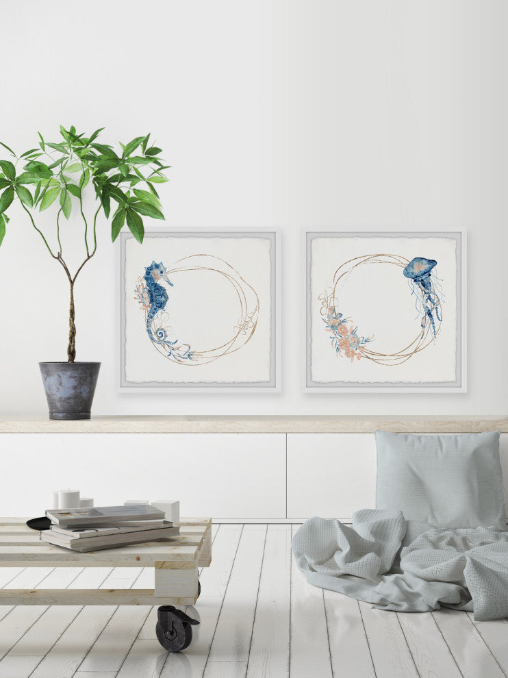 Oceanic Wildlife Diptych, 2-Piece Set, 32x32 Panels
