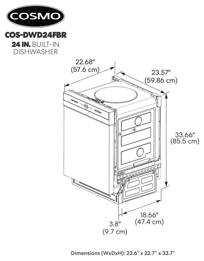 24 in. Front Control Built-In Tall Tub Dishwasher in Stainless Steel
