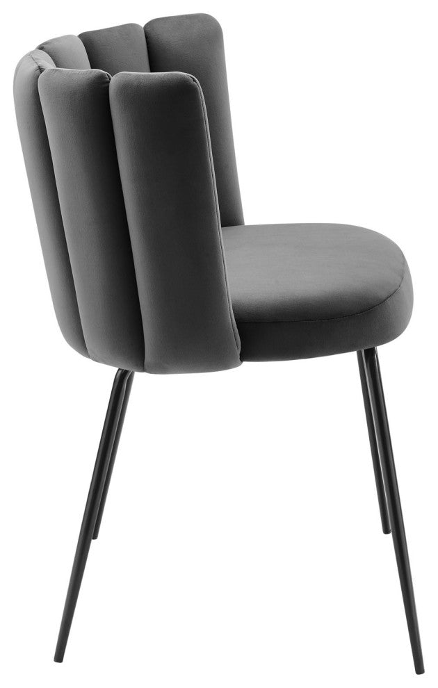 Virtue Performance Velvet Dining Chair Set of 2 Black Gray