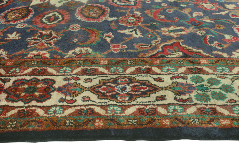 Fine Vintage Distressed Ligia Navy/Beige Rug, 6'11x9'10