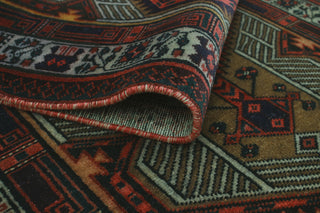 Fine Vintage Distressed Norwell Navy/Red Runner, 3'2x11'4