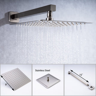 CASAINC 10" Wall Mounted Square Single Shower Head System Set, Brushed Nickel