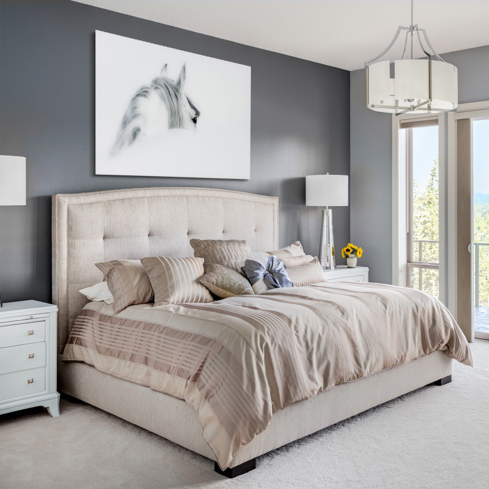 White Horse Wall Art Frameless Free Floating Tempered Glass Panel, 48" x 32"