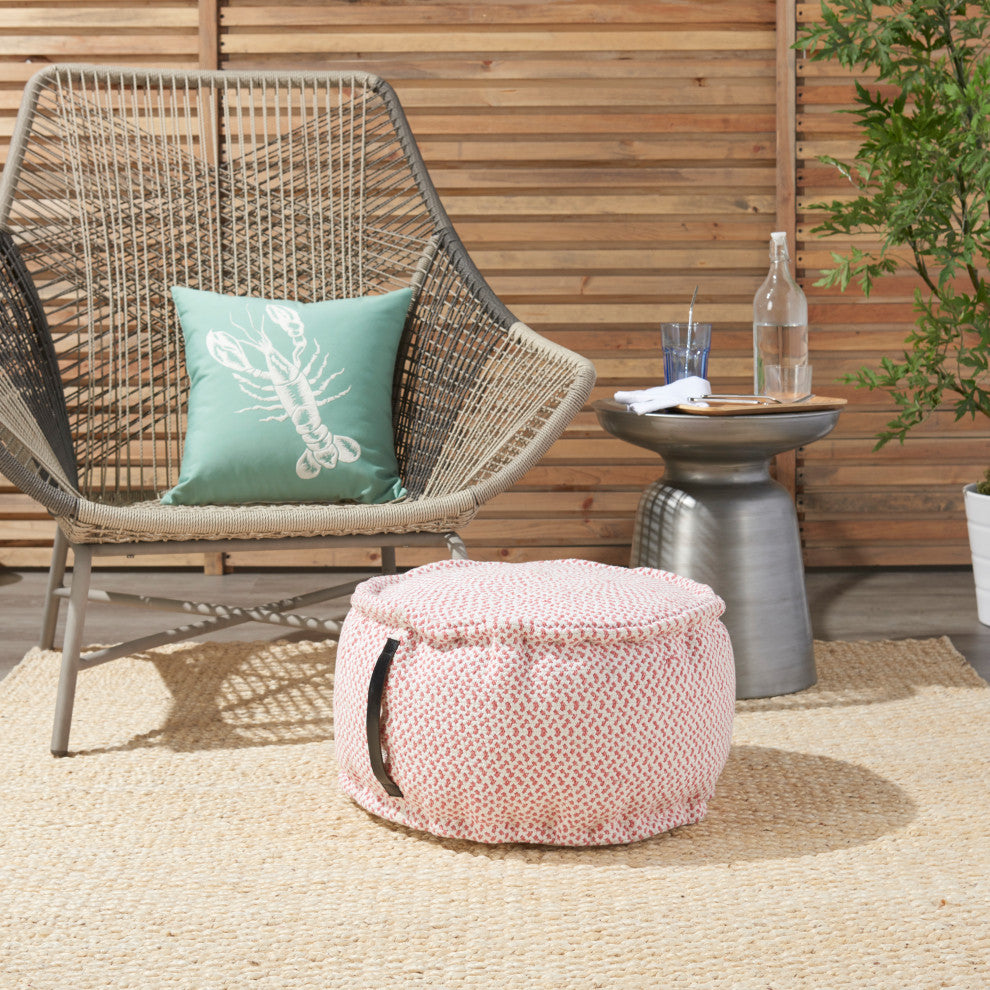 Mina Victory AS220 Pouf, Coral, 20" x 20" x 12"