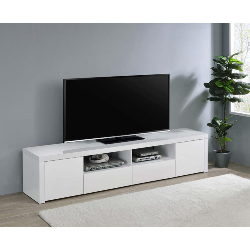 2 Drawers and 2 Doors TV Stand, High Gloss White