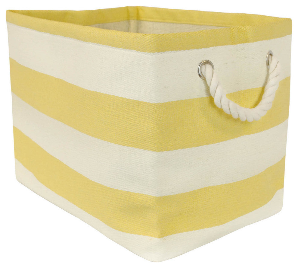 Paper Bin Stripe Yellow Rectangle Medium 15"x10"x12"
