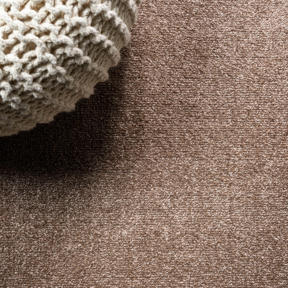 Haze Solid Low-Pile Runner Rug, Brown, 9 X 12