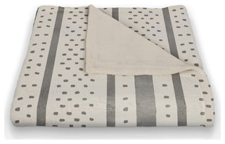 Watercolor Stripes Dots 50x60 Throw Blanket, Gray