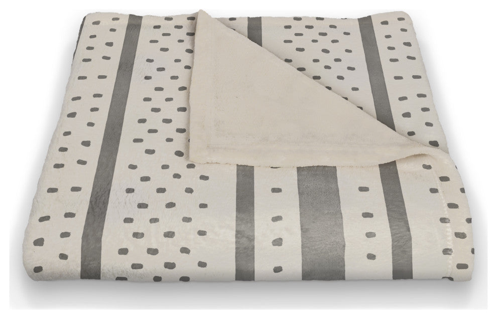 Watercolor Stripes Dots 50x60 Throw Blanket, Gray